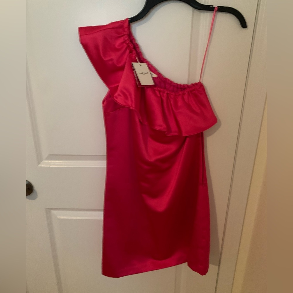 NAF NAF Vibrant Pink Ruffle Dress